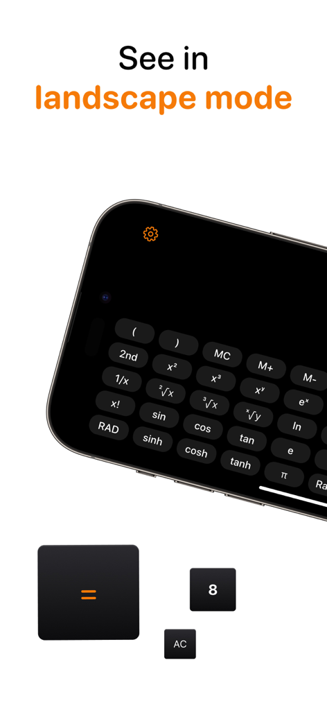 Scientific calculator interface of Calculator Air app in landscape mode