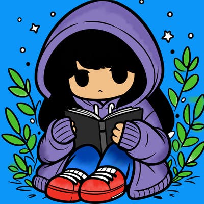 girl in oversized hoodie reading a book