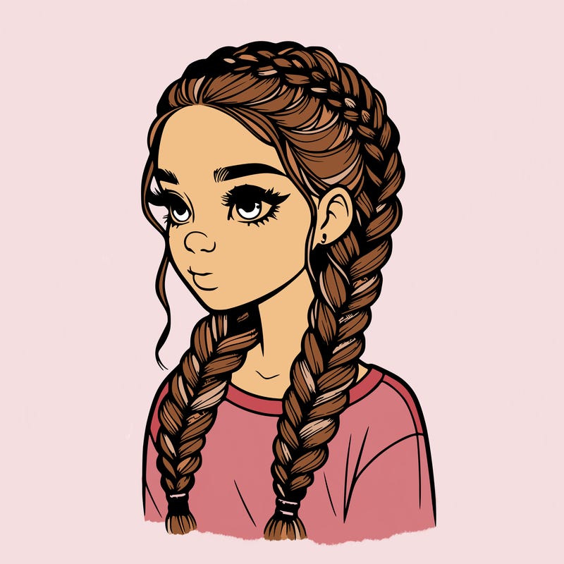 realistic girl with braids