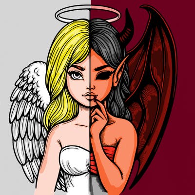 realistic angel half demon