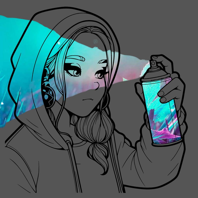 a realistic girl, spray painting