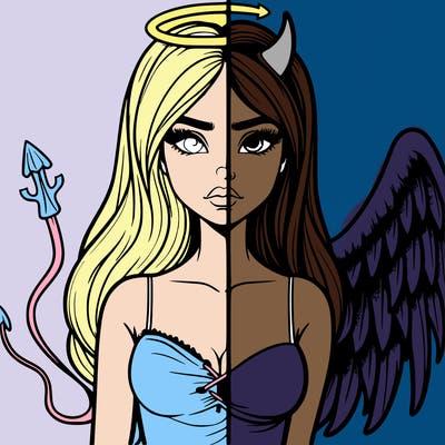 devil vs angel realistic girl