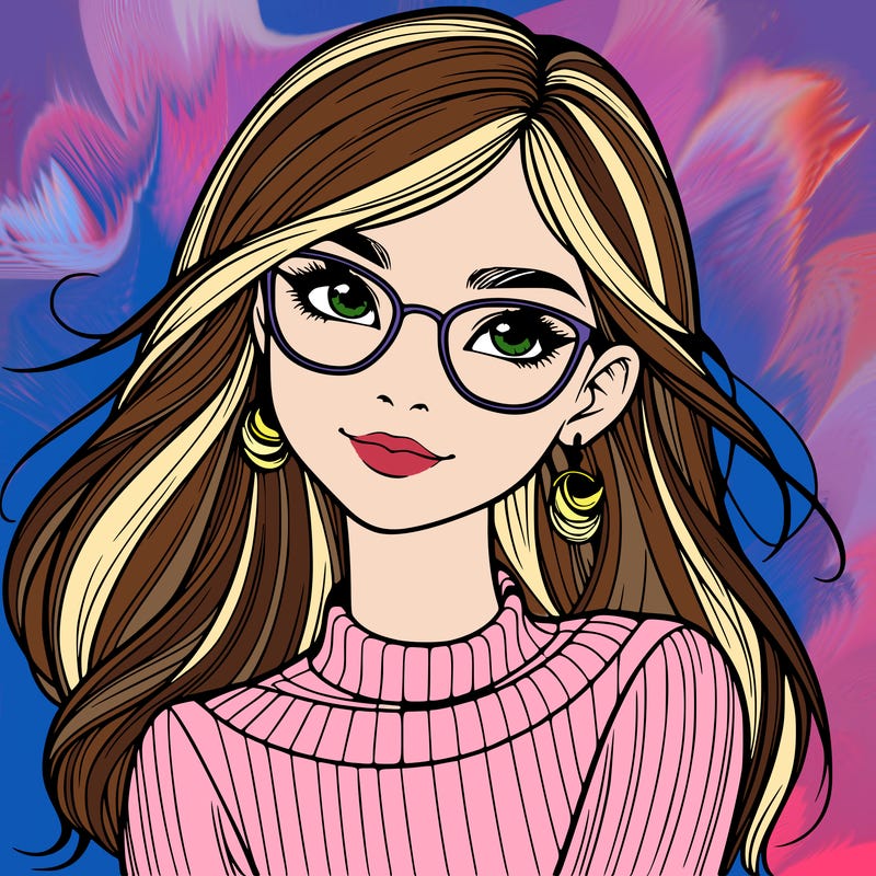 realistic girl with glasses