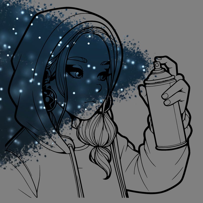 a realistic girl, spray painting