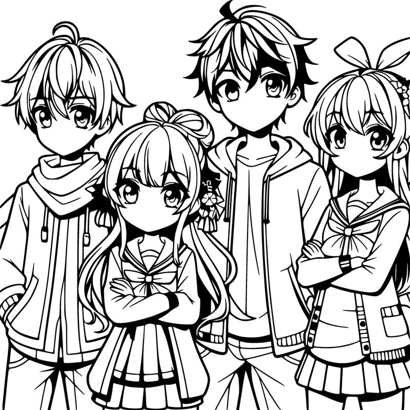 four anime siblings one boy and three girls