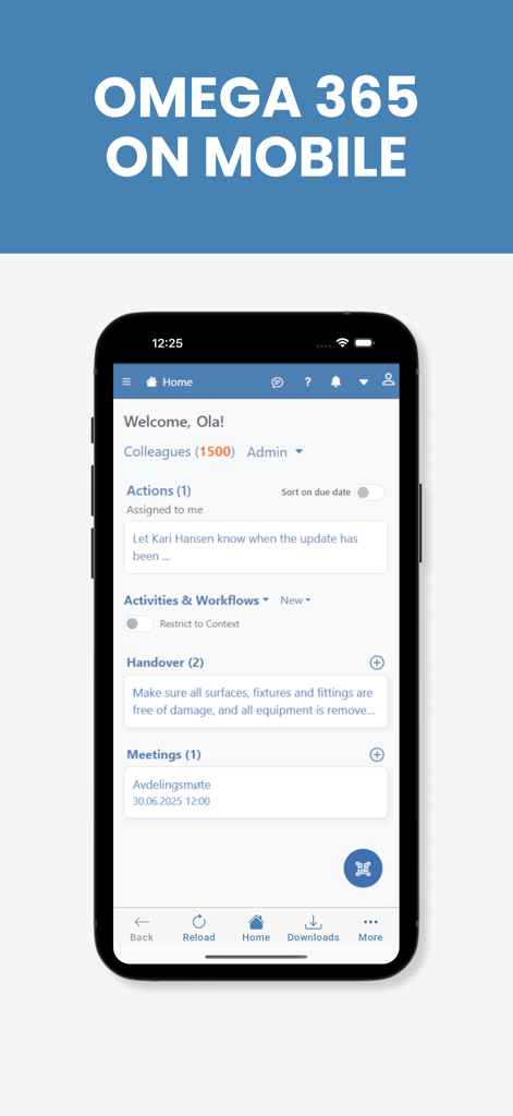 Omega 365 - Omega 365 enterprise project management app mobile interface
