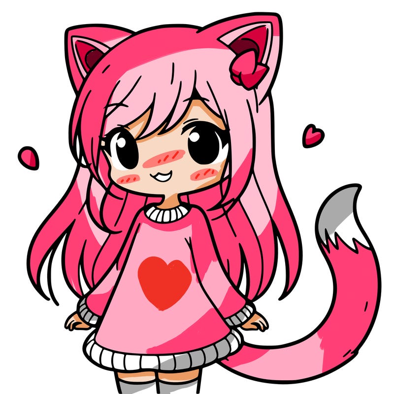 girl with cat ears and tail