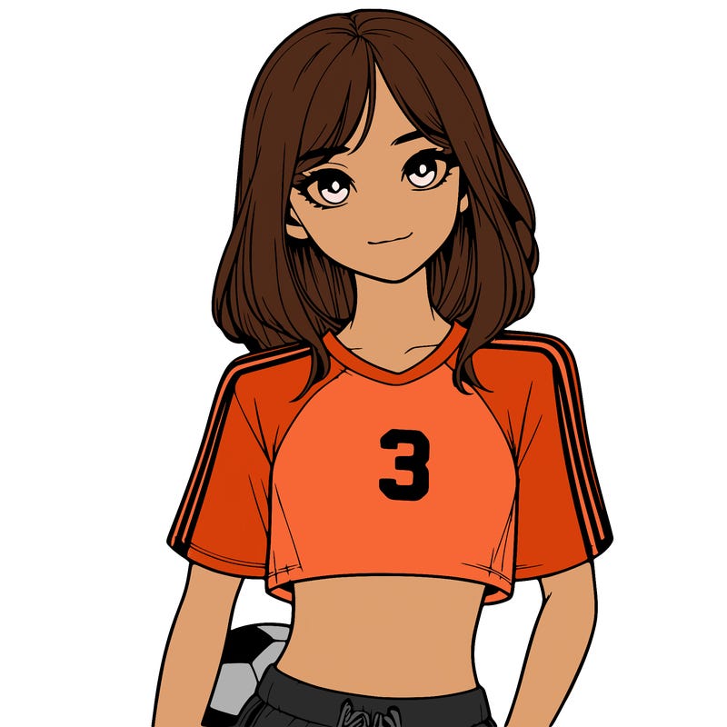 realistic girl wearing soccer jersey
