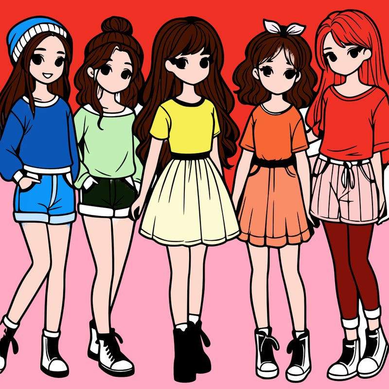 a group of five girls