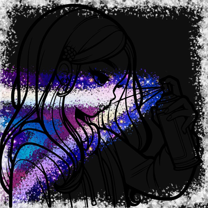 a realistic girl spray painting