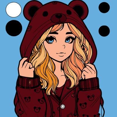 realistic girl in a animal pjs hoodie
