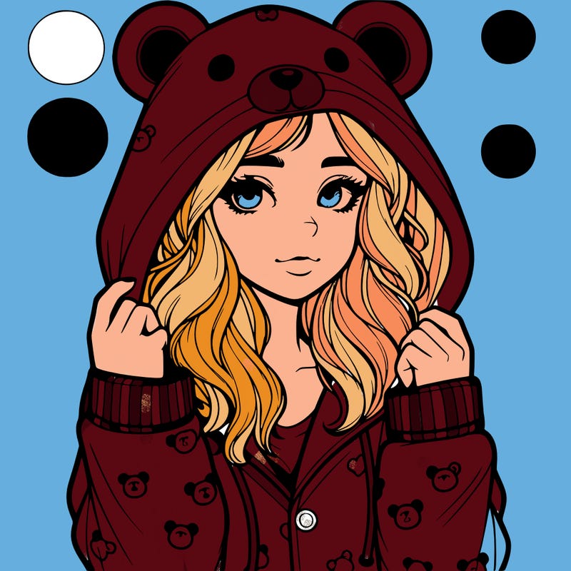 realistic girl in a animal pjs hoodie