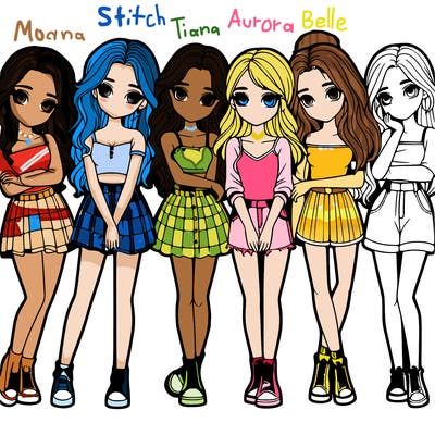 a group of girls realistic