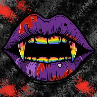 lips with vampire teeth