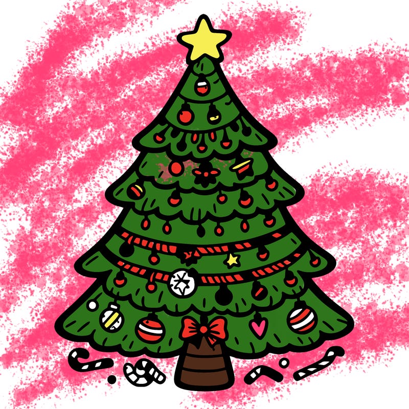 christmas tree with lots of details