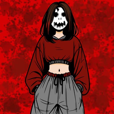 realistic girl faceless with baggy pants and a crop top