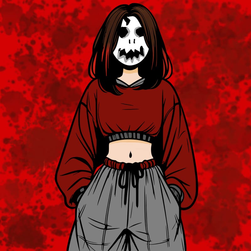 realistic girl faceless with baggy pants and a crop top