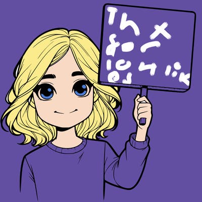 realistic girl holding up a sign