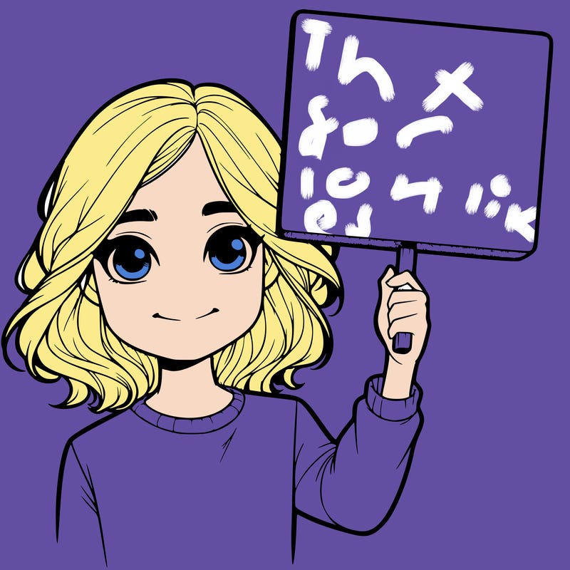 realistic girl holding up a sign