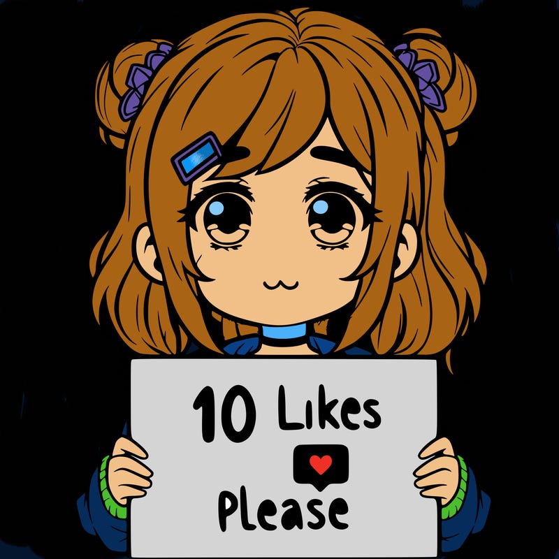 a girl with a sign saying 10 likes please