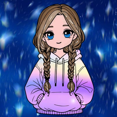 a realistic girl with a oversized hoodie and she has braids