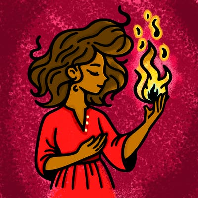 woman with fire