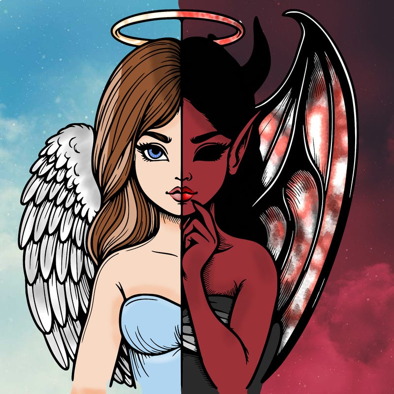 realistic angel half demon