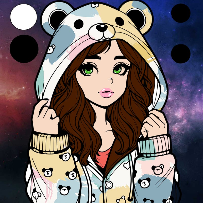 realistic girl in a animal pjs hoodie