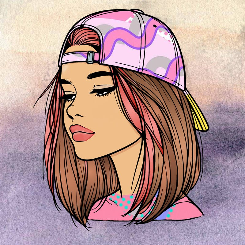 realistic  girl with a backwards hat