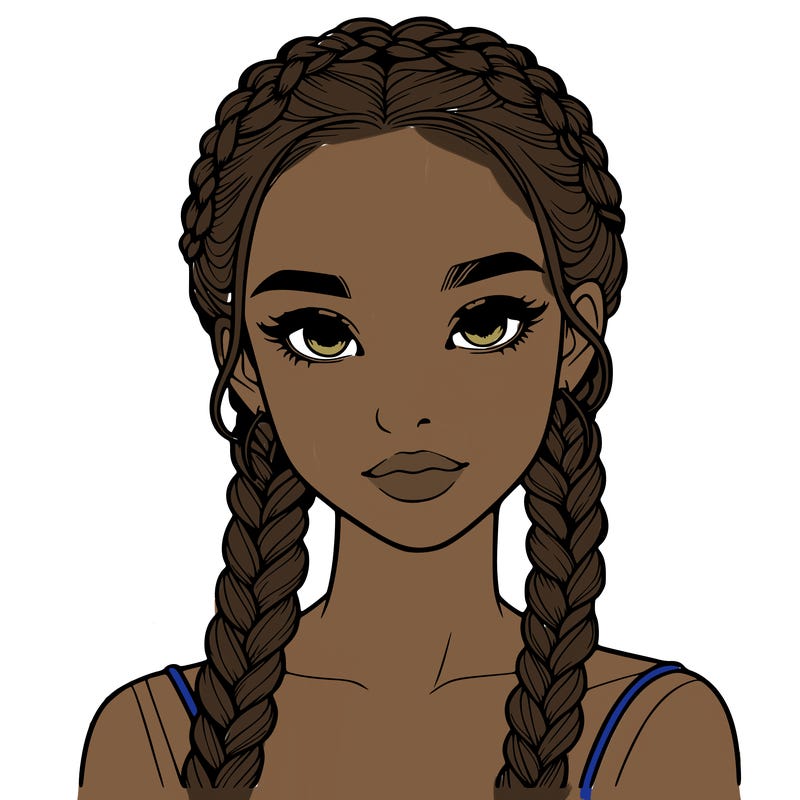 realistic girl with braids