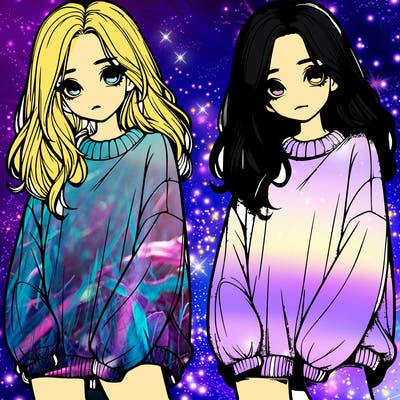 realistic girl with baggy sweater