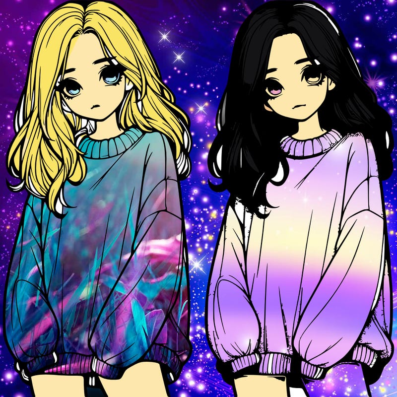 realistic girl with baggy sweater