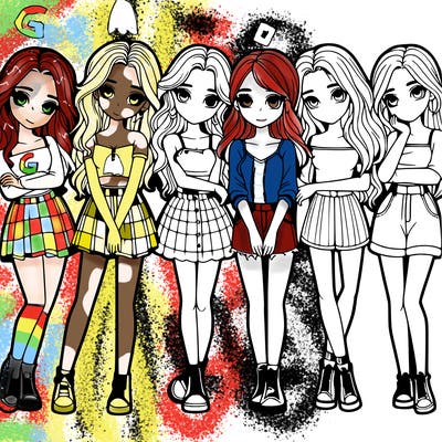 a group of girls realistic