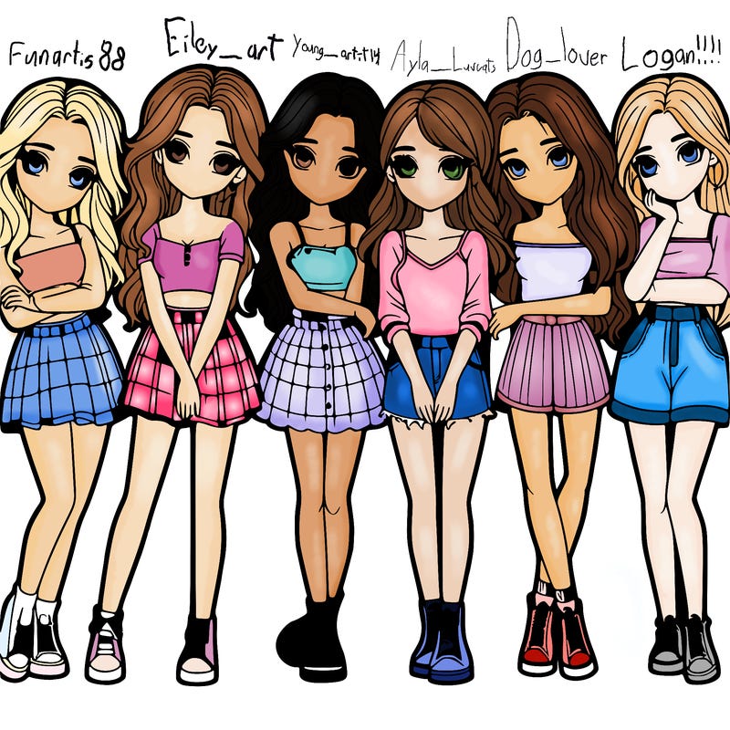 a group of girls realistic