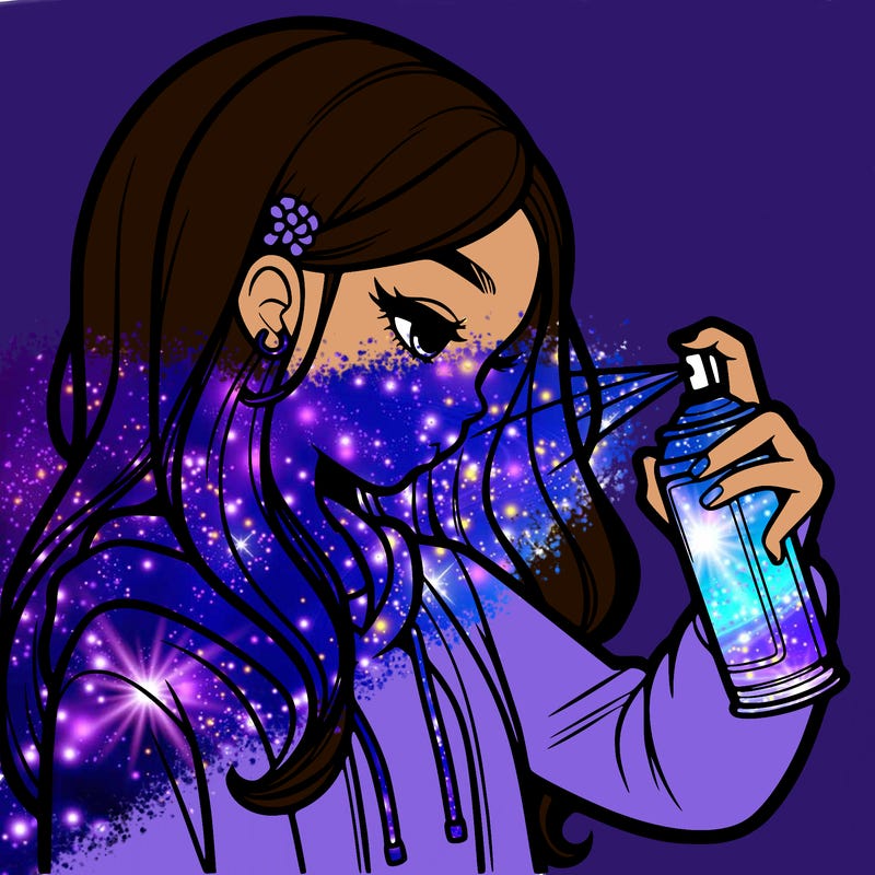 a realistic girl spray painting