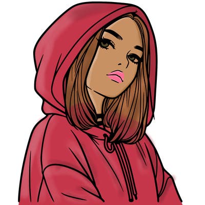 a realistic girl in a hoodie