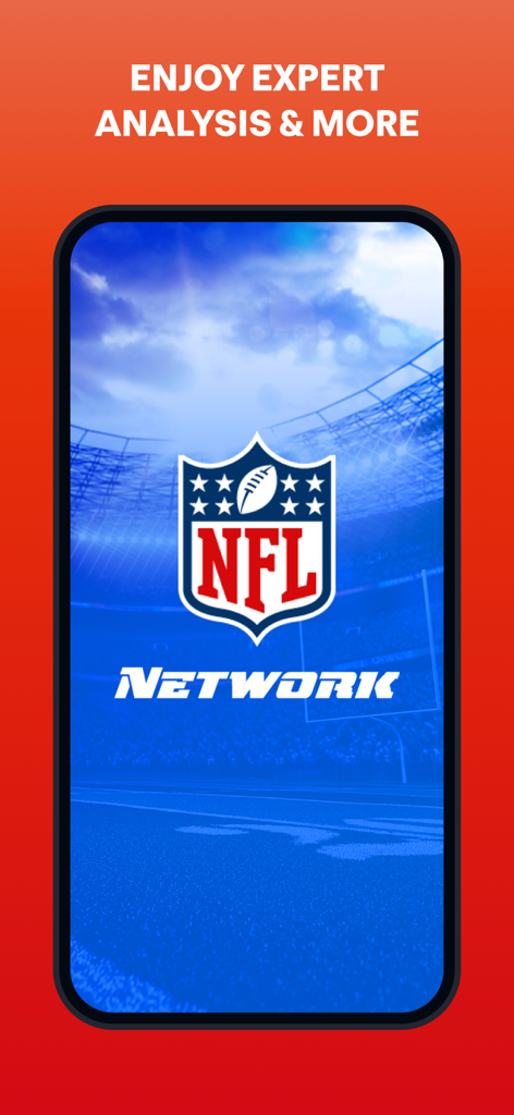Fuboアプリの画面にNFL Networkのロゴと専門家によるスポーツ分析が表示されています。