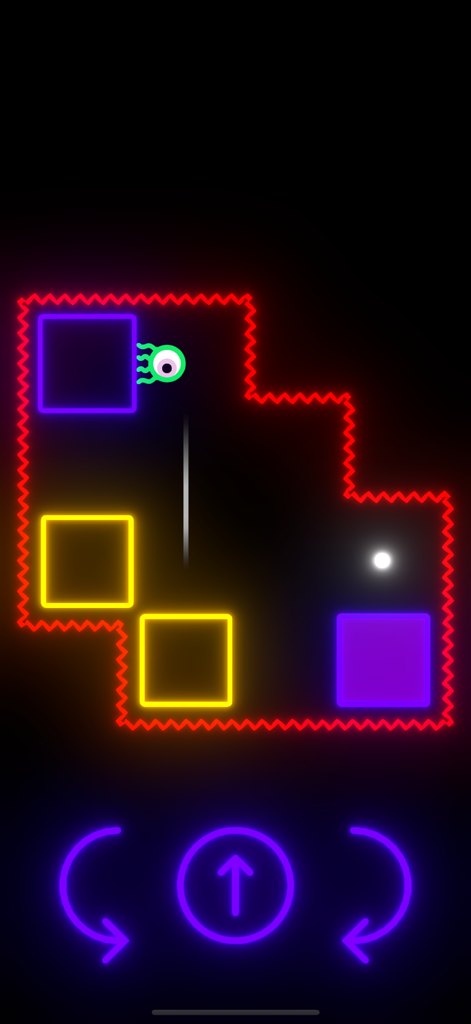 Orbie is Lost in Space - A neon physics puzzle level in Orbie is Lost in Space featuring gravity rotation controls