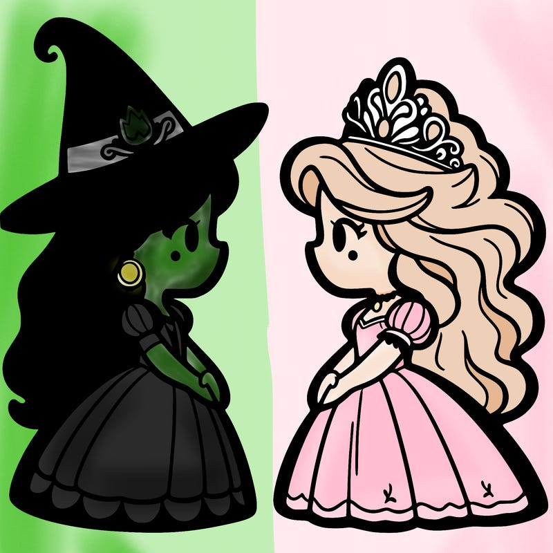 princess and witch facing each other