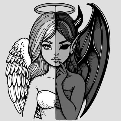 realistic angel half demon