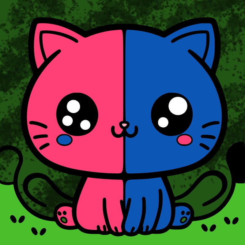 a split cute cat
