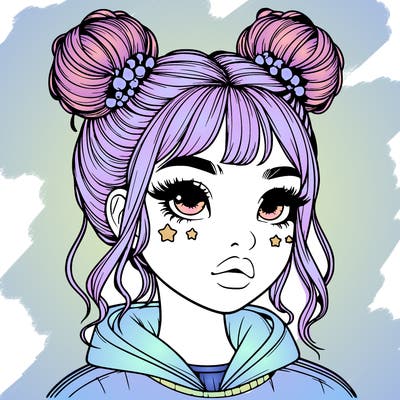 realistic girl with space buns