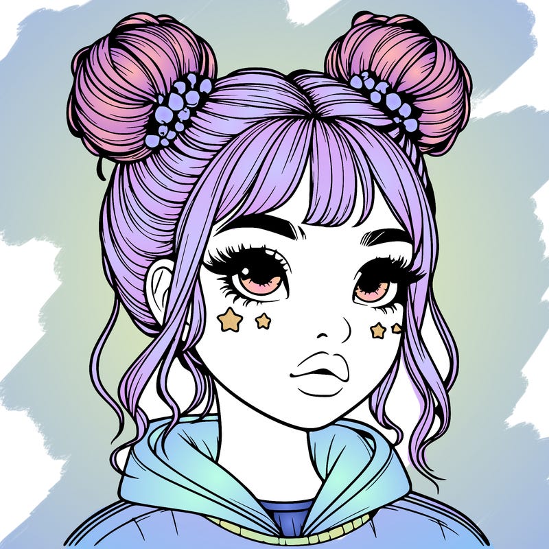 realistic girl with space buns
