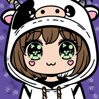 kawaii girl with cow hoodie