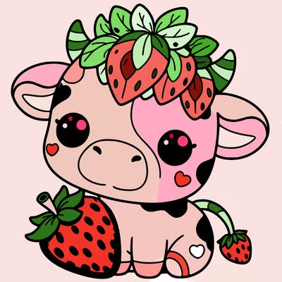 cute strawberry cow