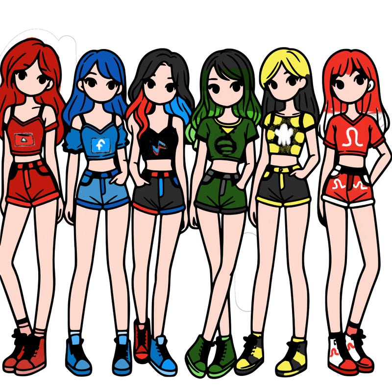 a group of girls wearing crop tops and shorts