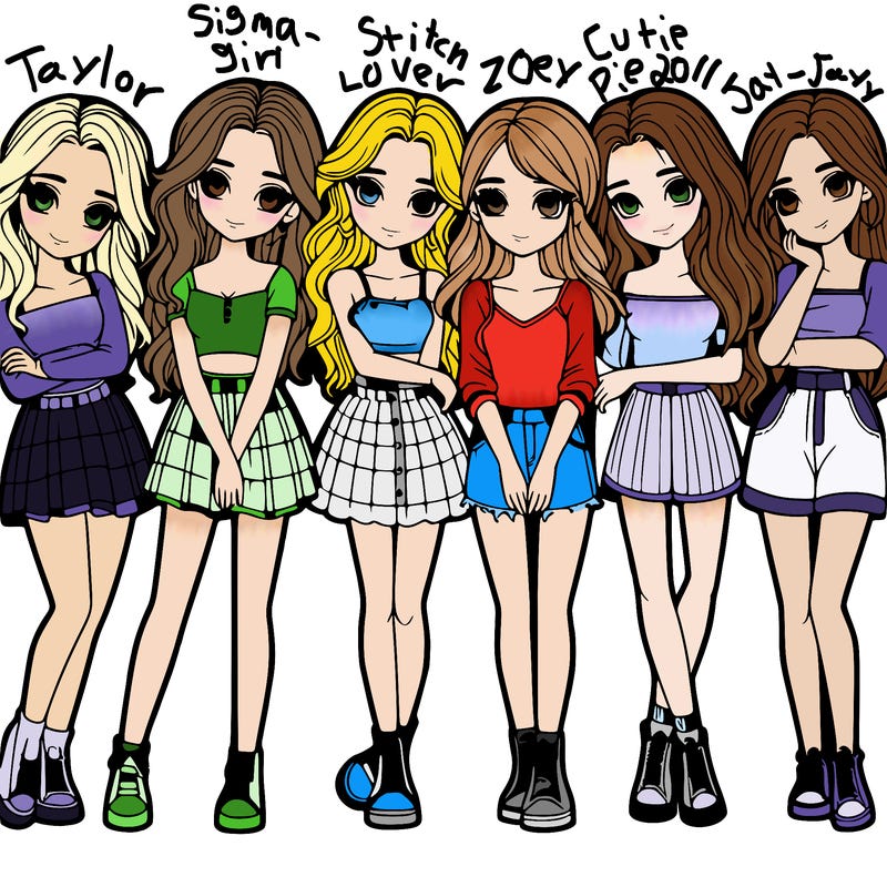 a group of girls realistic