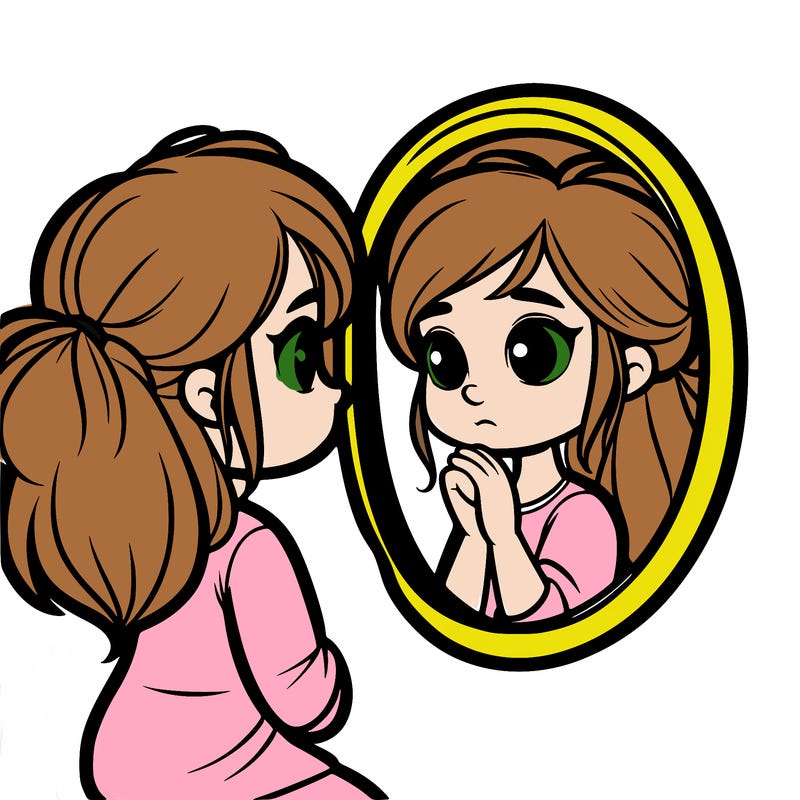 girl looking at her reflection