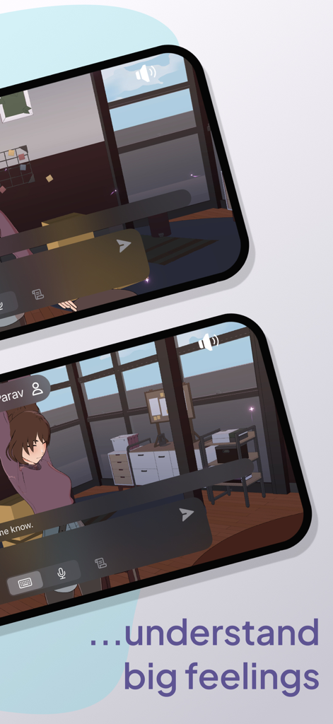 Zura - Learn, Play, Grow - Zura app screenshot showing an interactive character and text about understanding big feelings.