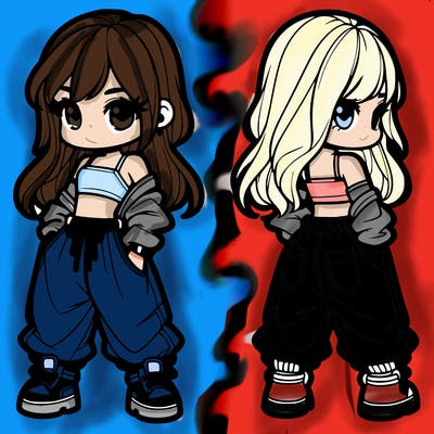 girl in crop top and baggy pants